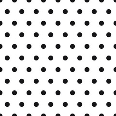 Seamless polka dot pattern background. Black dots on white background. © Maksim