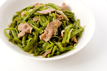 空芯菜の茎と豚肉の炒め物
