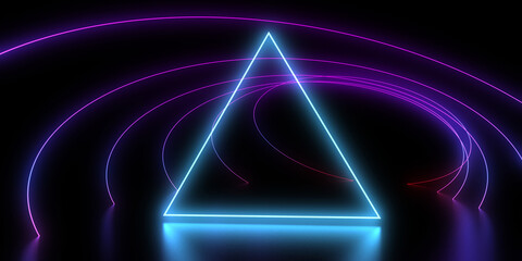 3D abstract background with neon lights. 3d illustration