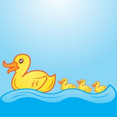 mother duck leading her ducklings