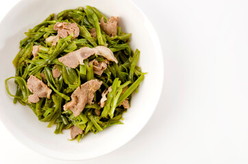 空芯菜の茎と豚肉の炒め物
