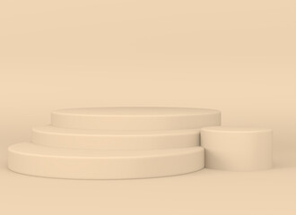 Empty podium or pedestal display on purple background with cylinder stand concept. Blank product shelf standing backdrop. 3D rendering.For medicine or cosmetics