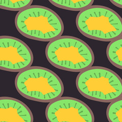 Exotic fruit pattern. Vector seamless background made in funny doodle style. Clipart food elements. Hand painted elements.