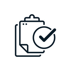 Check mark, approved file outline icons. Vector illustration. Editable stroke. Isolated icon suitable for web, infographics, interface and apps.