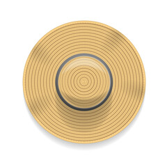 Vector illustration. Straw hat. Top view.