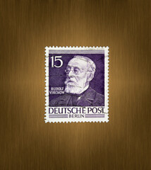 Postage stamp from the FRG Berlin. Printed on 01/24/1953. Prof. Rudolf Vinchow.