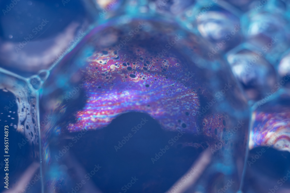 Aufkleber Beautiful abstract blue bubbles background pattern texture for design . Macro view.