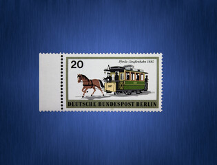 Postage stamp from the FRG Berlin. Printed on 03.05.1971. Horse tram