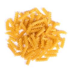 Handful of raw spiral pasta