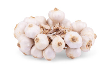 Garlic bulbs and garlic cloves isolated on white background