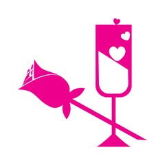 champagne glass and rose
