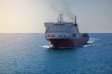 Ferry boat in Italy sunset