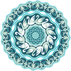 Ornamental swan vector hand drawn illustration