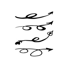 Hand-draw black arrows set. Cute doodle.