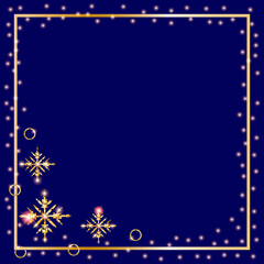 New Year or Christmas background with shiny snowflakes. Background with frame for your text and design