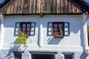 Traditional buildings of wood and rock in the village of Kumrovec, Croatia