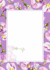 Fototapeta na wymiar Hand draw watercolor flowers orchid. Wedding romantic set, paper, blanc, card, invitation