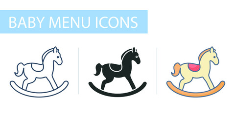 icons set for menu store, horse toy