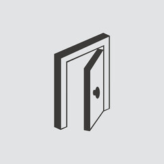 Open door icon isolated of flat style. Vector illustration.