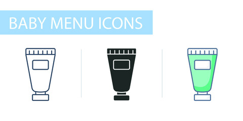 icons set for menu store, baby cosmetics
