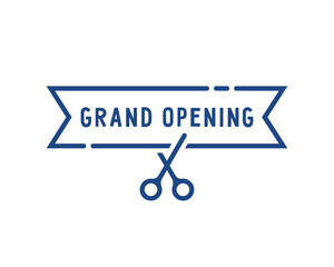 blue grand opening thin line icon