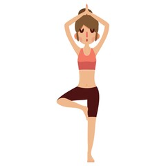girl practising yoga in tree pose