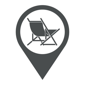 recommend clip art: Concepto de vacaciones y viajes. Icono plano silla de playa plegable en puntero color gris