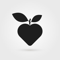 black heart with leaf simple logo