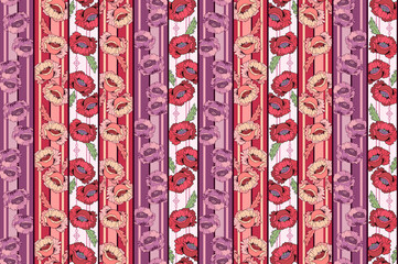 Poppies flowers vector abstract seamless pattern