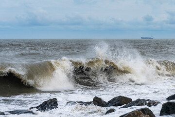 Big stormy waves on the black sea, Poti, Georgia