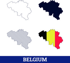 Belgium Map with National flag Vector