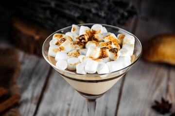 Creamy dessert with toasted marshmallows
