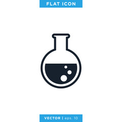 Flask Erlenmeyer Icon Vector Design Template. Lab Equipment Sign