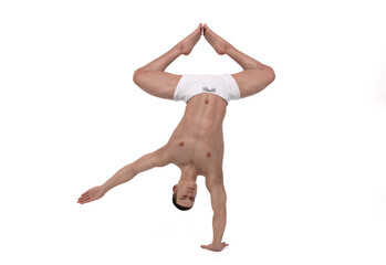 3D render : the portrait of male character model practicing yoga