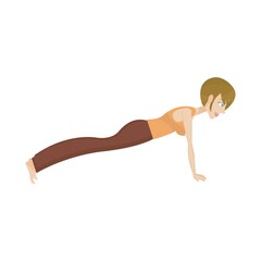 girl practising yoga in plank pose