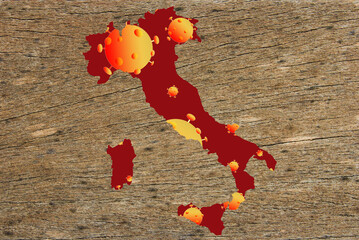 Coronavirus map Italy, pandemic, epidemic in Italy - 365182813