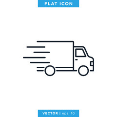 Delivery Truck Icon Vector Design Logo Template. Trendy Flat Icon With Editable Stroke
