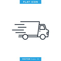 Delivery Truck Icon Vector Design Logo Template. Trendy Flat Icon With Editable Stroke