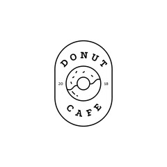 Donut cafe line logo. Trendy simple outline emblem of donut sign brand identity minimalist style. Vector illustration