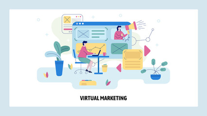 Obraz na płótnie Canvas Digital marketing and promotion concept illustration. Business strategy management. Vector web site design template