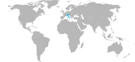 Fototapeta premium Austria, Włochy na mapie świata. Jasnoszare tło. Tła podróży.