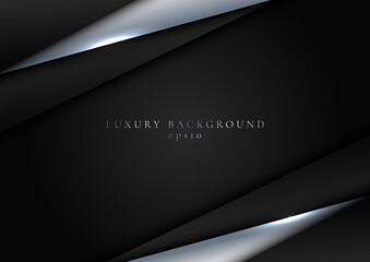 Abstract elegant template black and silver metallic triangle overlapping dimension on dark background