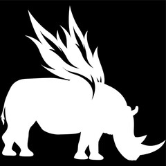 silhouette of rhinoceros with wings