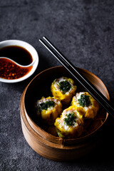 Dim SUM . Chinese dimsum bamboo steamer