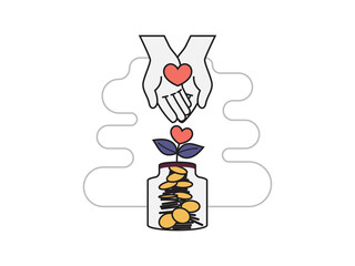 Donation in the international day of charity flat design illustration.