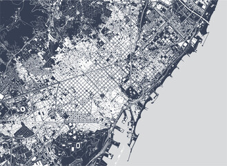 map of the city center of Barcelona, Spain