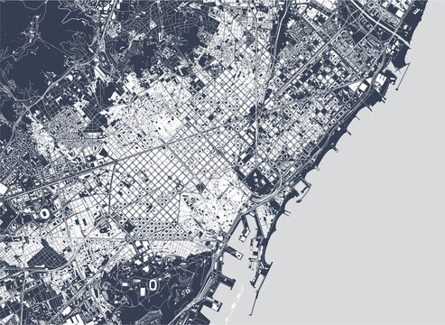 map of the city center of Barcelona, Spain