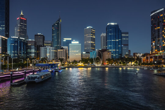 Elizabeth Quay Perth by night