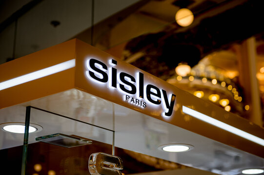 PARIS, FRANCE - JUN 6, 2015: Sisley Paris section in Galeries Lafayette city mall. It was open in 1912