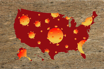 Coronavirus map United States, pandemic, epidemic in US (USA) - 365185203